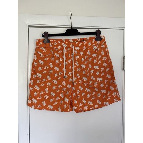 POLO Ralph Lauren Mens Swim Shorts Trunks Elephant & Palm Orange size XL - Picture 1 of 7